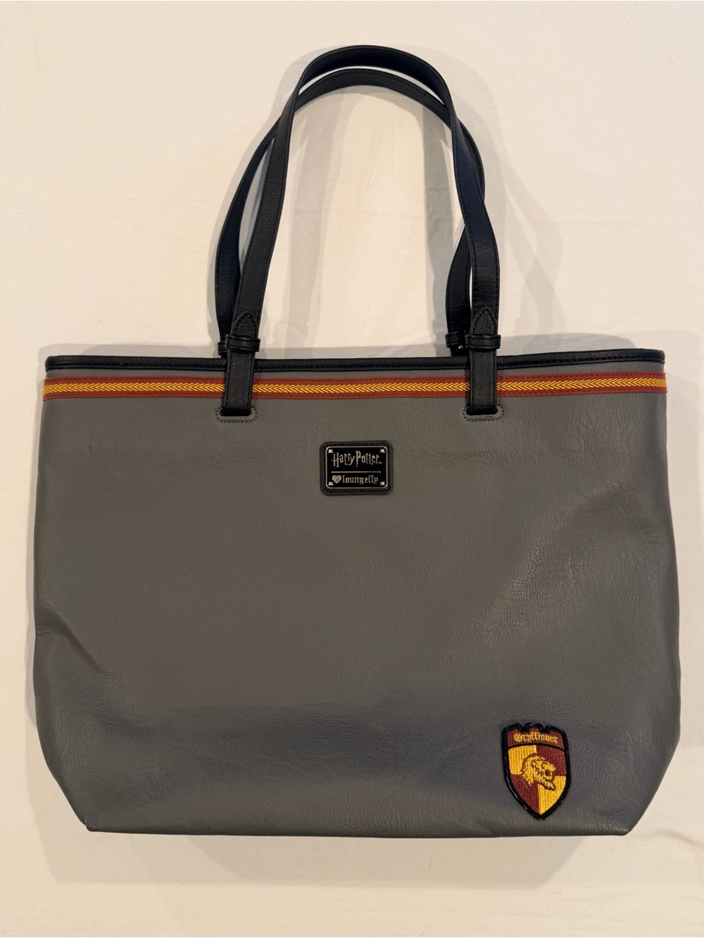 Loungefly Harry Potter Gray Tote Bag Purse Gryffindor Glasses Faux Leather Lined